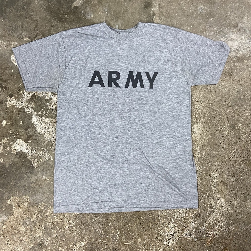 Vintage U.S. Army T-Shirt Size Large Gray Short Sleeve Military Graphic